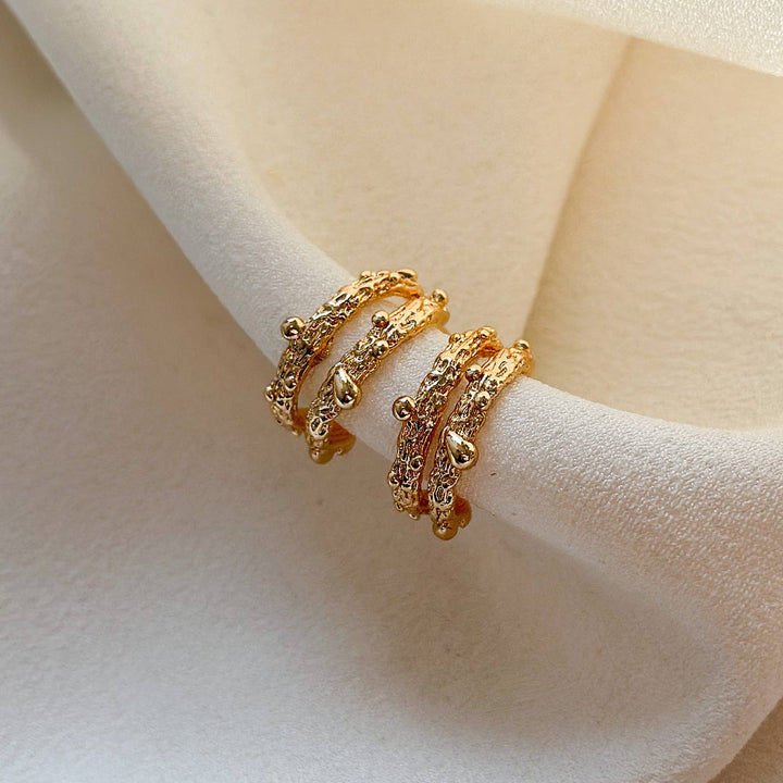 Shay Molten Effect Small Double Hoop Earrings | Gold