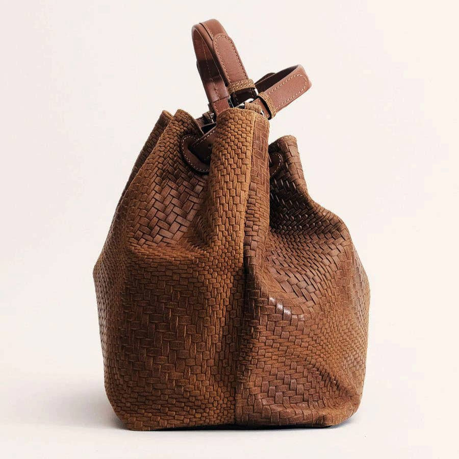 Marta Large Brown Woven Leather Bag