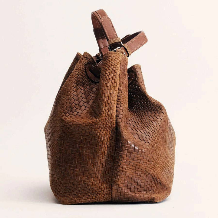 Marta Large Brown Woven Leather Bag