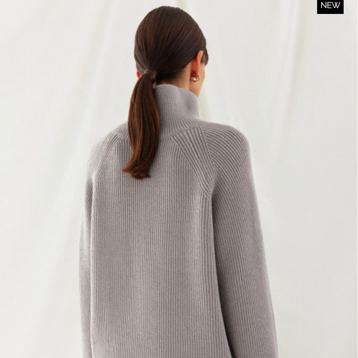 Fairburn High Neck Sweater with Sid Zip Collar  | Grey
