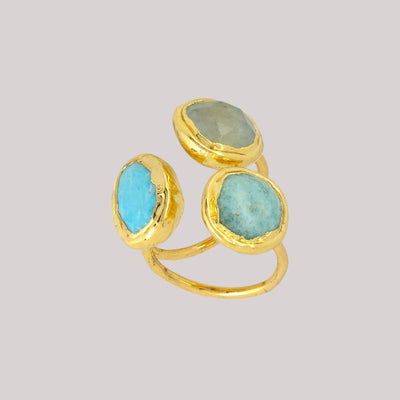 Alyssa Adjustable Turquoise Ring | Gold Plated