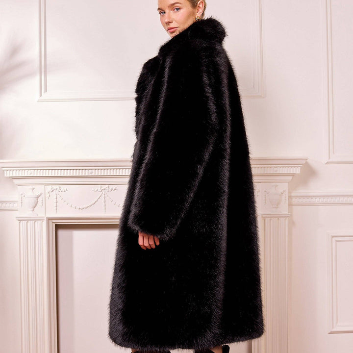 Fifi Black Long Faux Fur Coat