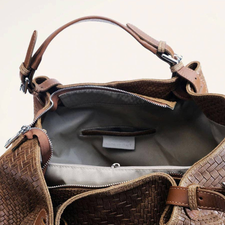 Marta Large Brown Woven Leather Bag