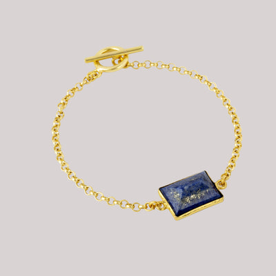 Bailey Lapis bracelet with T Bar | Gold