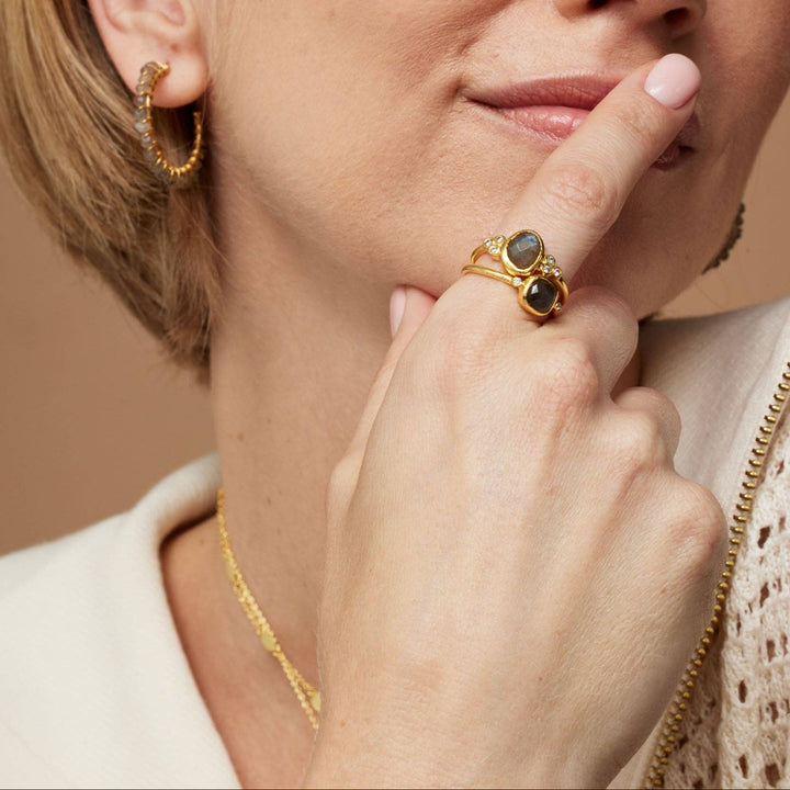 Melanie Stacking Ring Set Duo Labradorite | Gold
