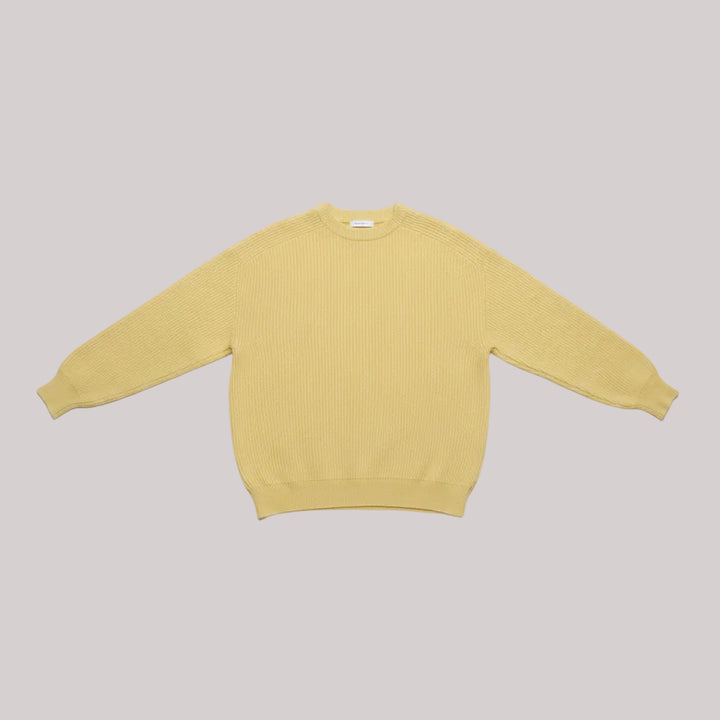 Chelsea Crew Neck Cashmere Ribbed Sweater | Lemon Yellow
