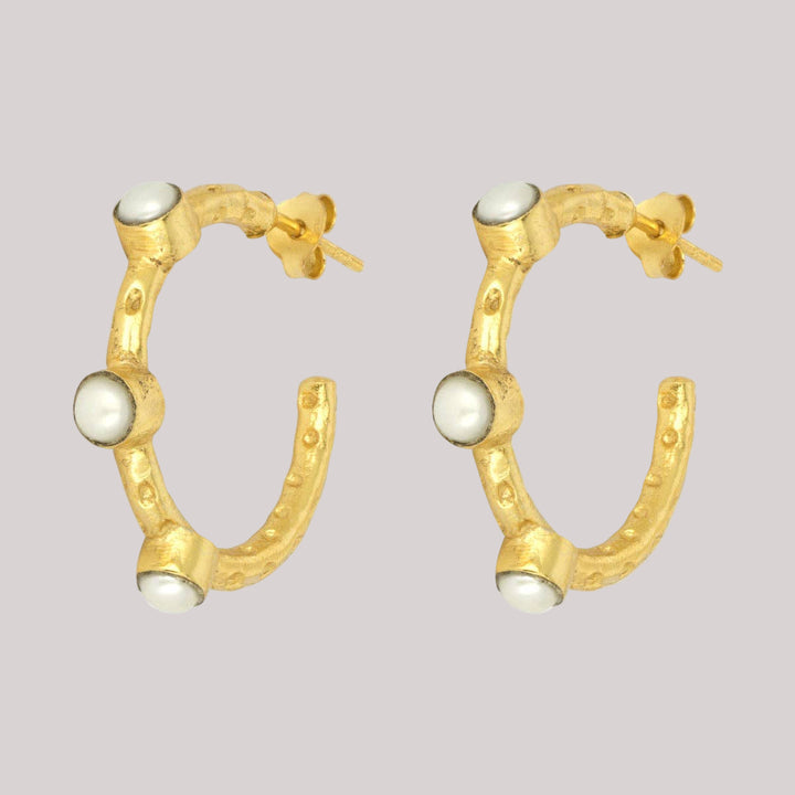 Celeste Freshwater Pearl Gold Hoop Earrings