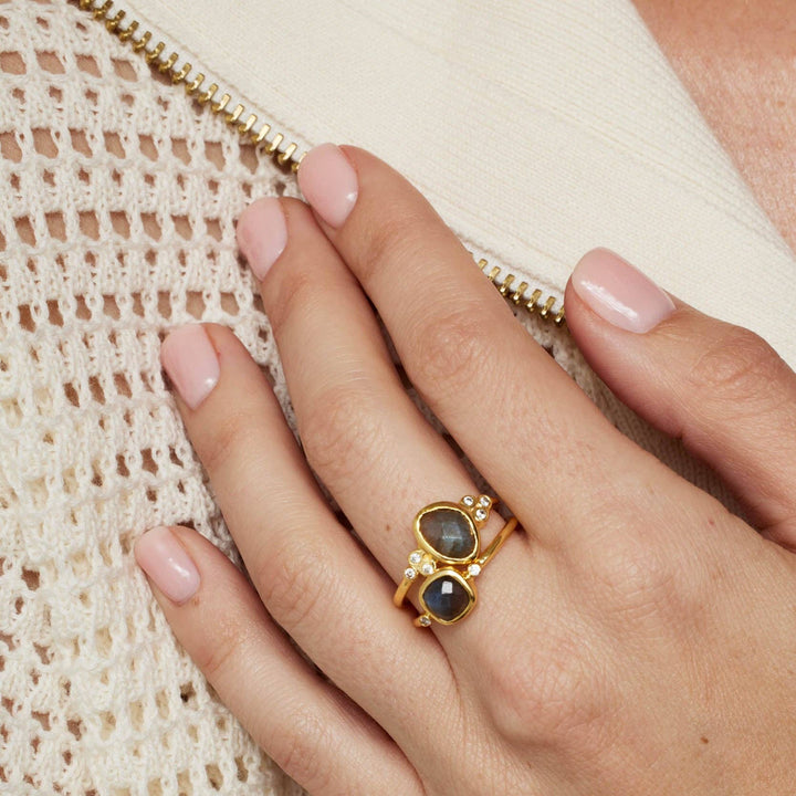 Melanie Stacking Ring Set Duo Labradorite | Gold