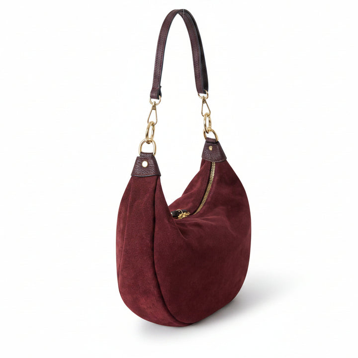 Chelsea Curved Suede Shoulder Bag | Olive