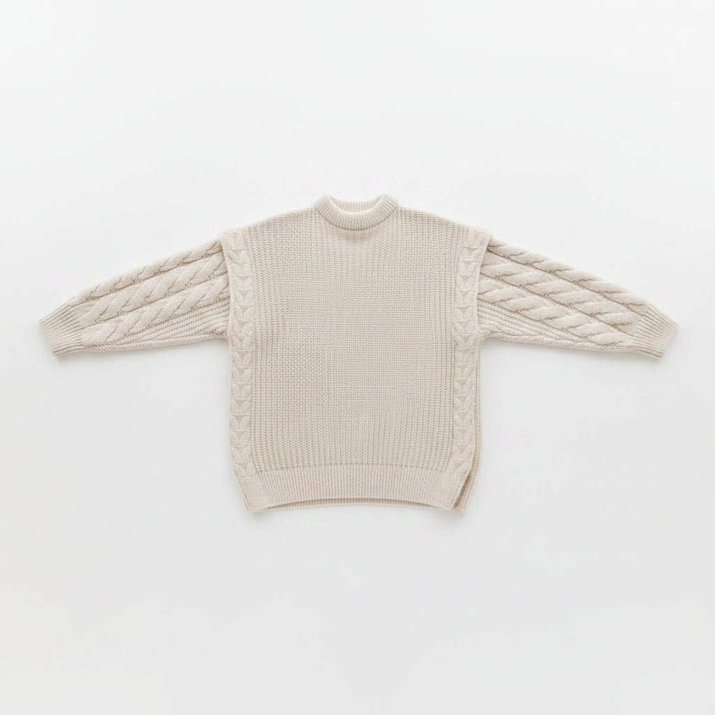 Anya Oversized Women's Cable Knit Sweater | Beige