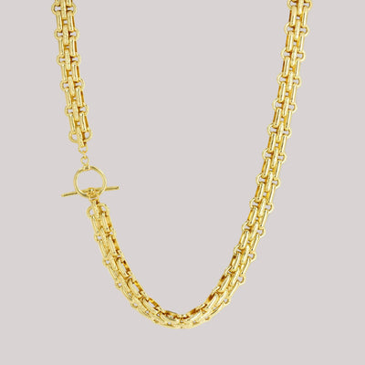Suzi Chunky Gold Chain Necklace with T Bar