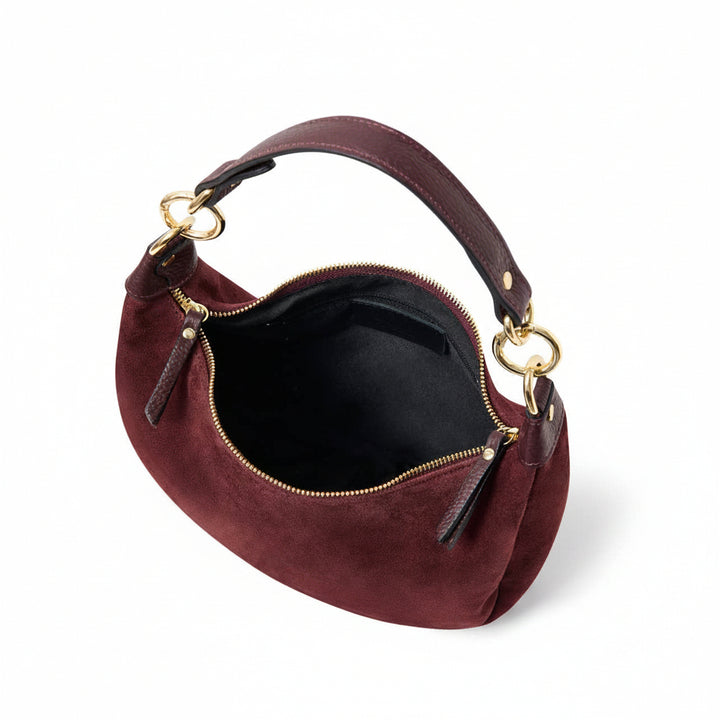 Chelsea Curved Suede Shoulder Bag | Olive