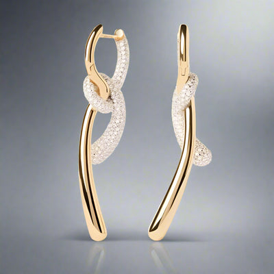 Claudia Wrapped Knot Gold & Diamond Drop Earrings