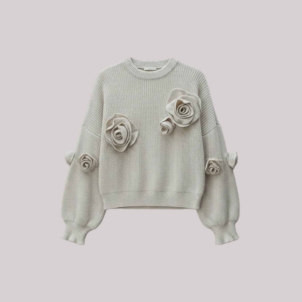 Audrey Luxury Ivory Women's Crew Neck Sweater | Ivory
