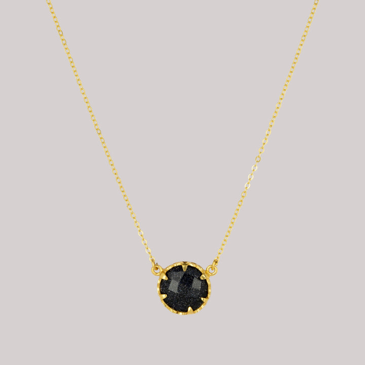 Tessa Small Navy Stone Necklace | Gold