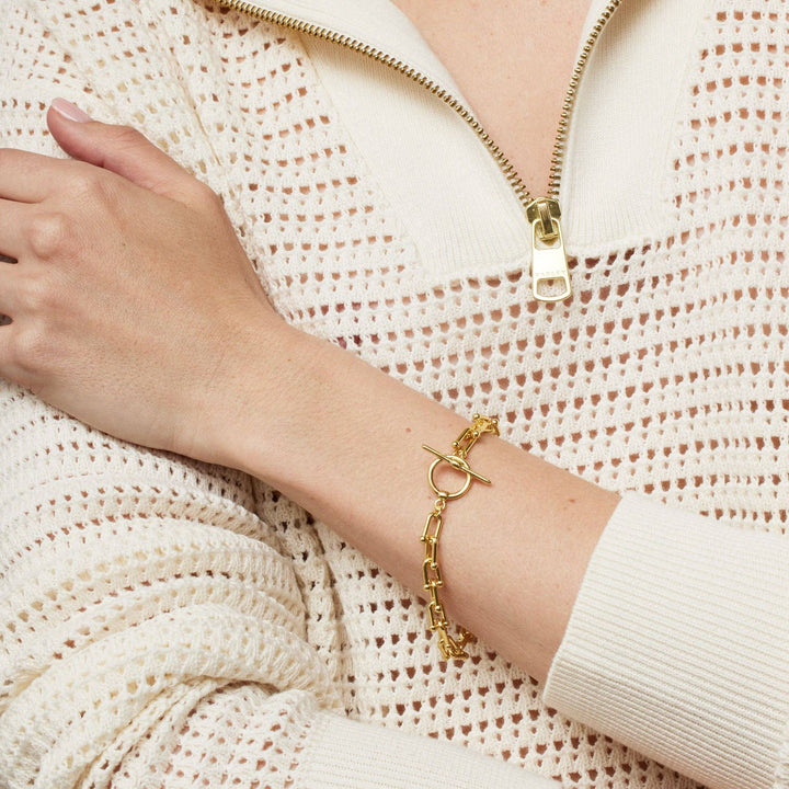 Brigitte T Bar Chain Bracelet | Gold