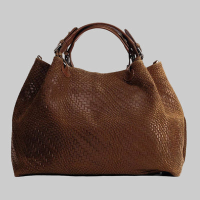 Marta Large Woven Leather Bag | Tobacco