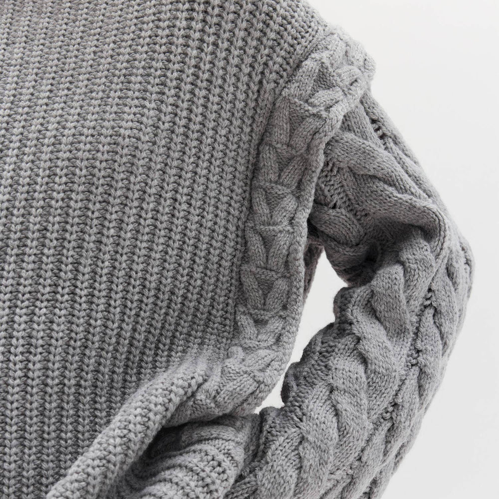 Anya Braided Oversized Grey Sweater