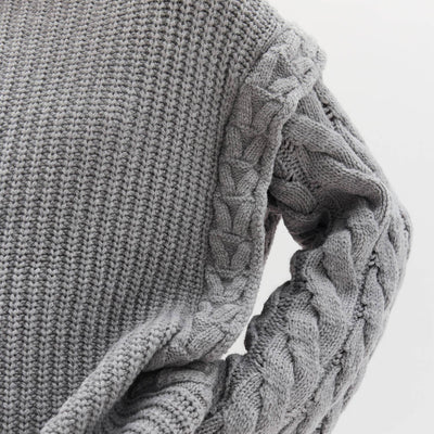 Anya Braided Oversized Grey Sweater