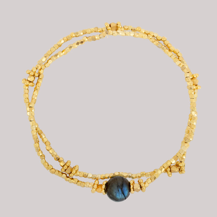 Mellor Stretch Labradorite Bracelet Set | Gold