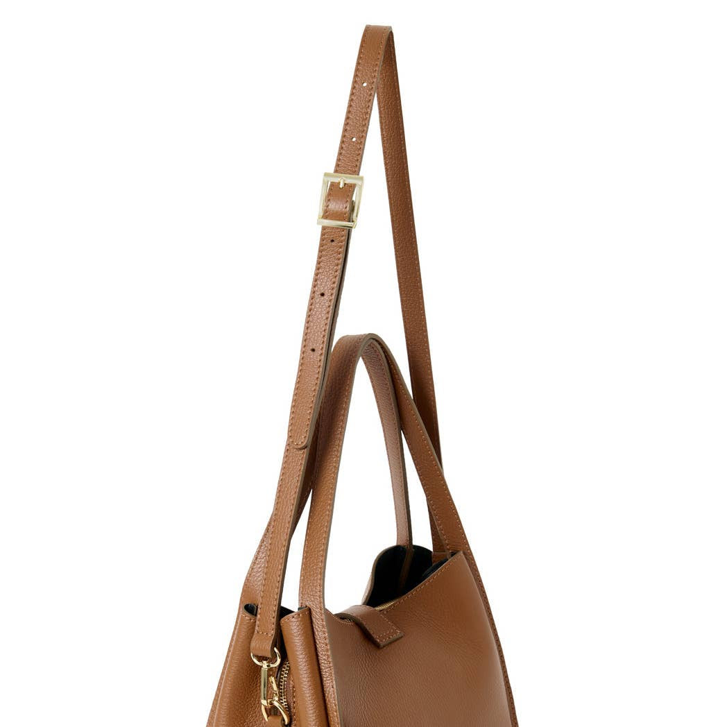 Mayfair Leather Shoulder Tote | Dark Tan