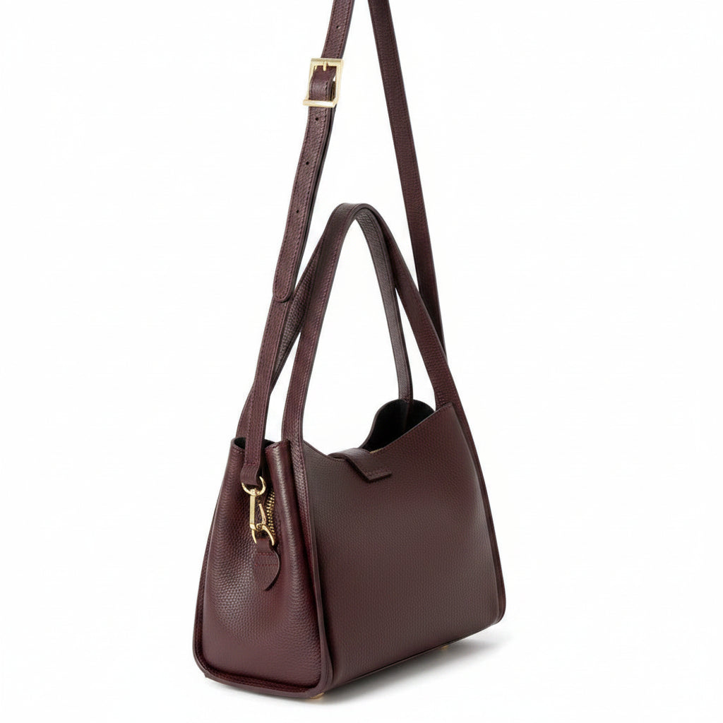 Mayfair Leather Shoulder Tote | Burgundy