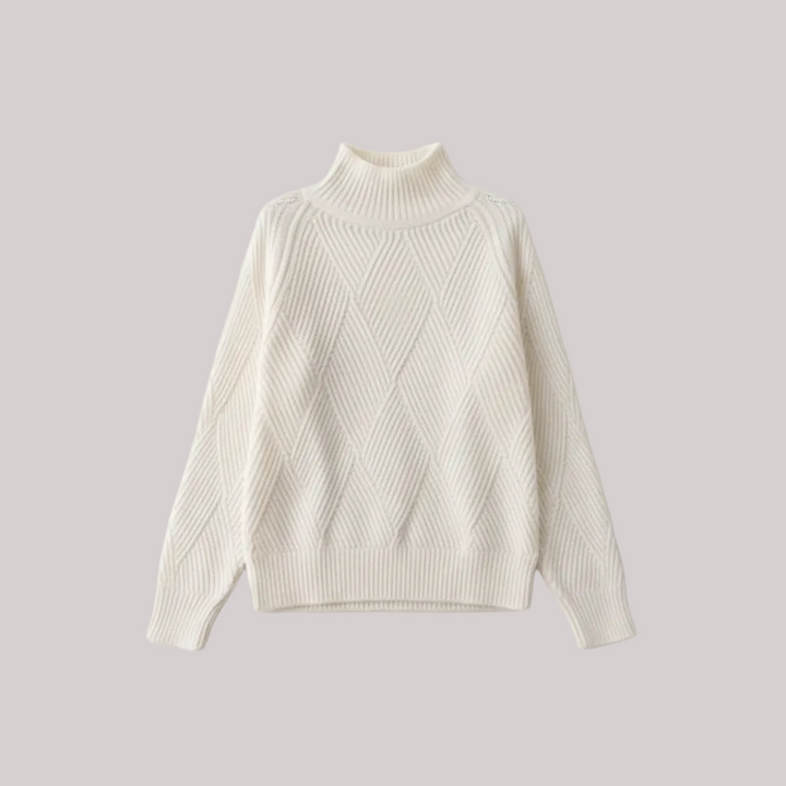 Sorrell Luxury Geo Print Turtle Neck Sweater | Ivory
