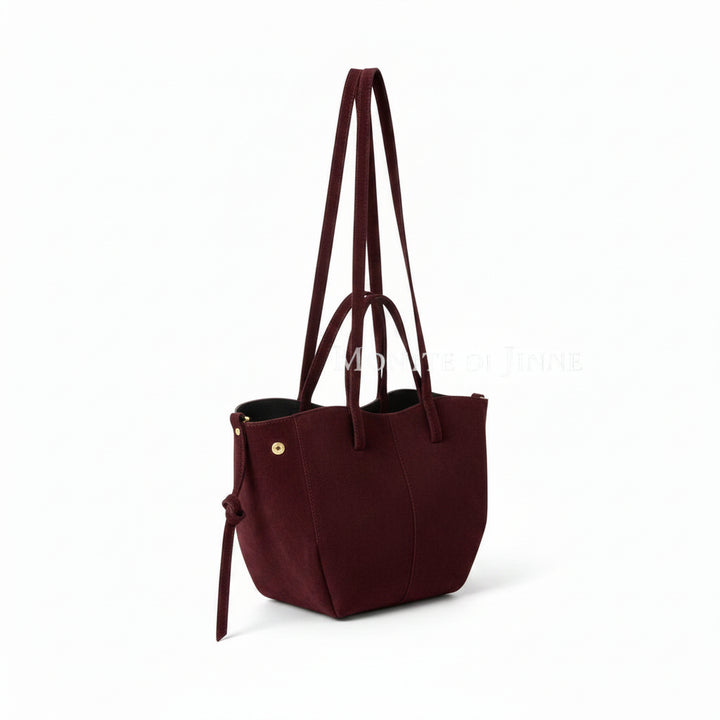 Soho Midi Tote Bag in Suede | Burgundy