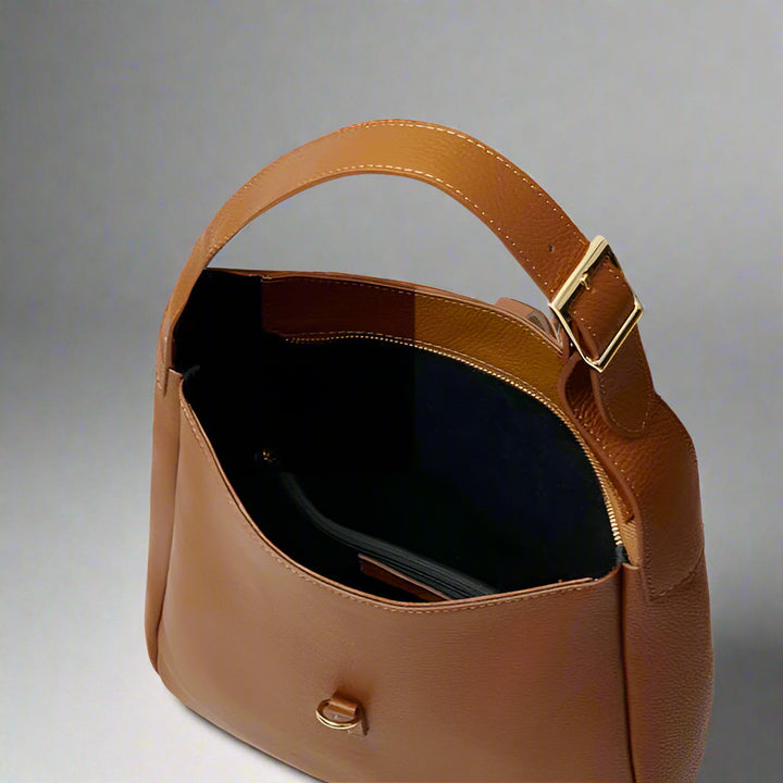 Azzura Italian Tan Leather Hobo Bag