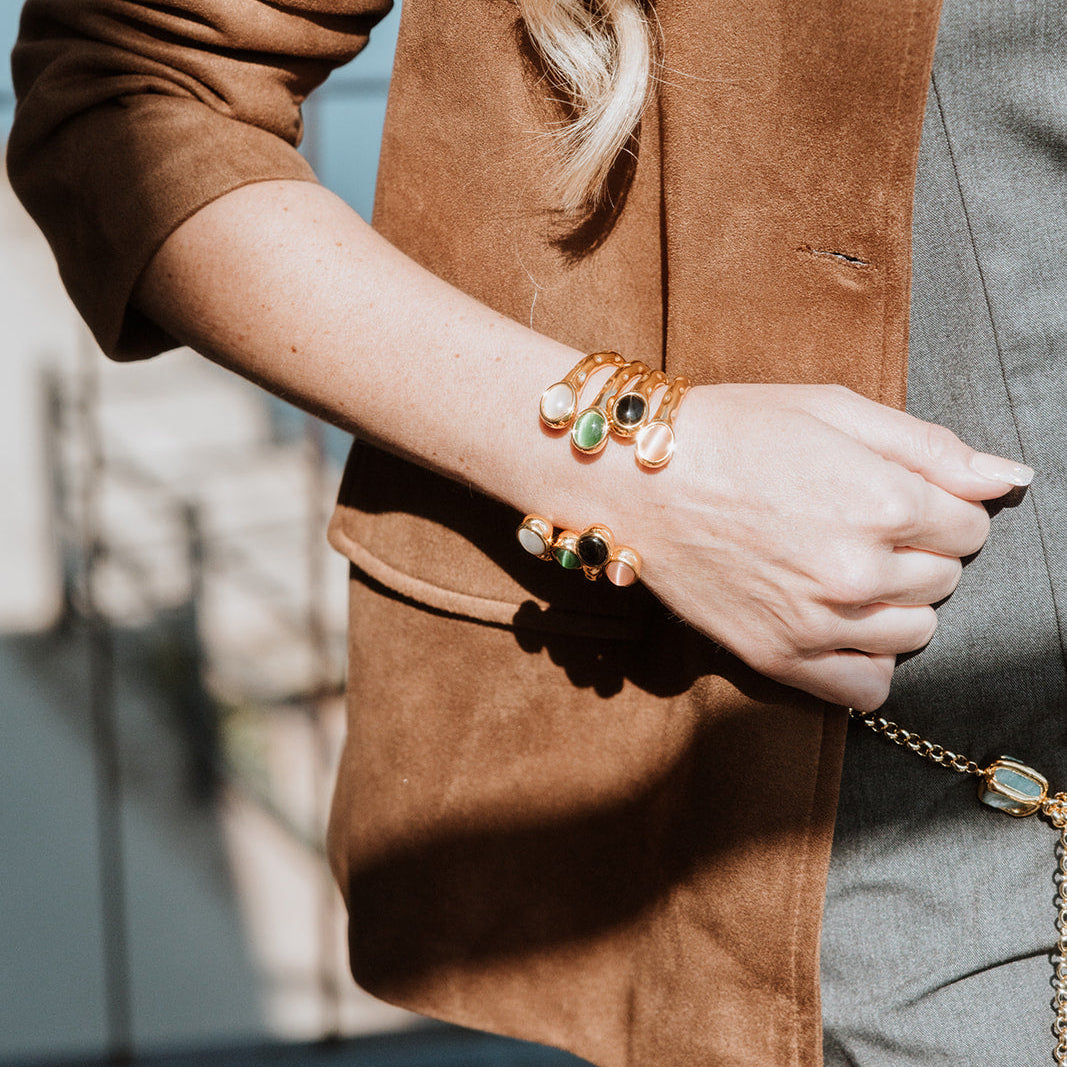 Meredith Multicoloured Stone Gold Cuff Bracelet