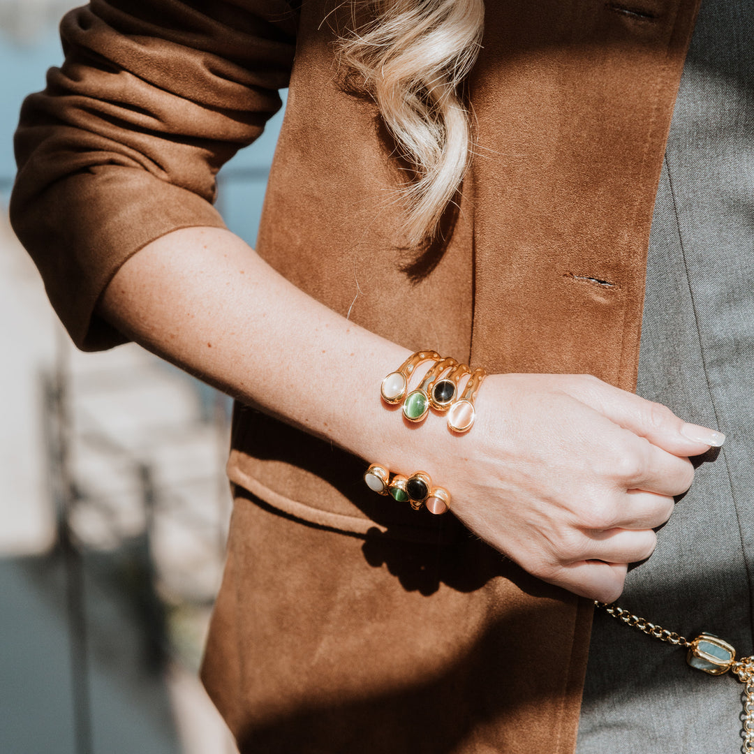Meredith Multicoloured Stone Gold Cuff Bracelet