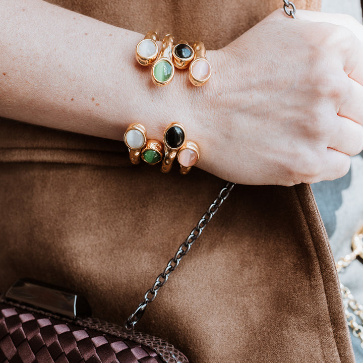 Meredith Multicoloured Stone Gold Cuff Bracelet