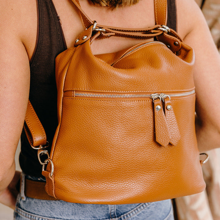Battersea Italian Leather Multiway Tote and Backpack | Tan