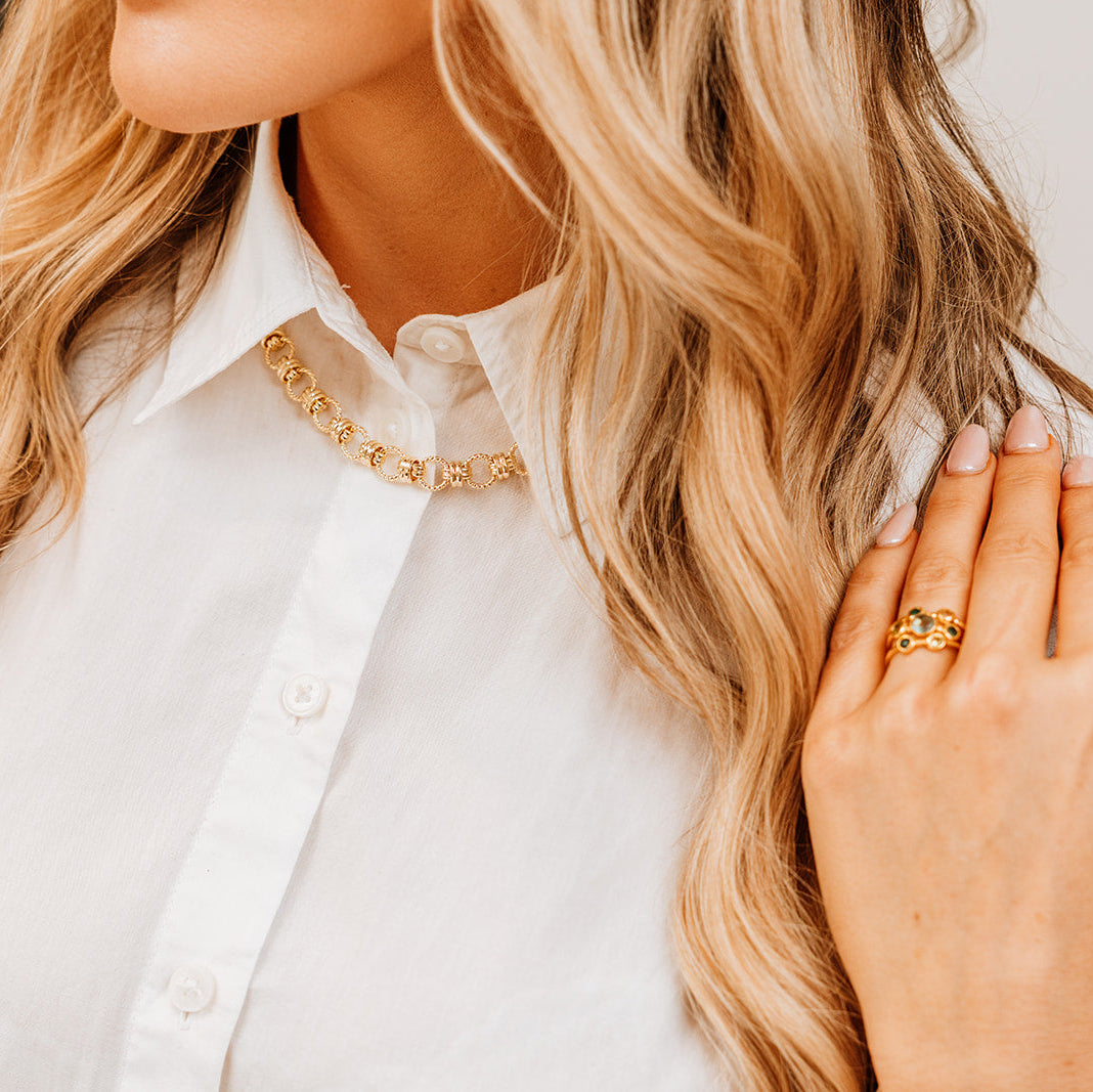 Blake Textured Loop Gold Chain Necklace