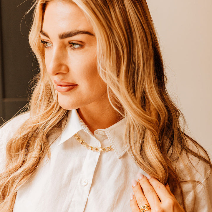 Blake Textured Loop Gold Chain Necklace