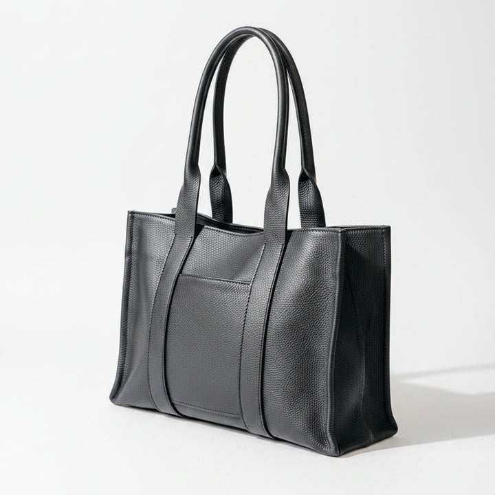 Brompton Italian Pebbled Leather Large Tote Bag | Black
