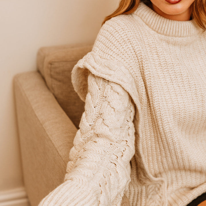 Anya Oversized Braided Sweater | Beige