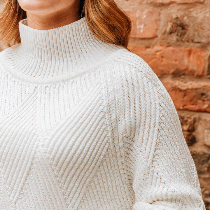 Sorrell Luxury Geo Print Turtle Neck Sweater | Beige