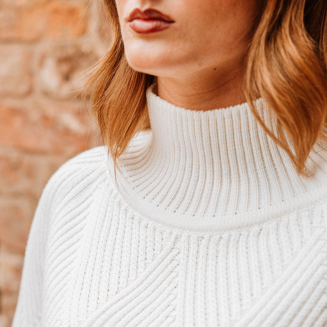 Sorrell Luxury Geo Print Turtle Neck Sweater | Beige