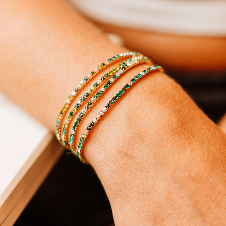 Katy Stretch Bracelet Set with Emerald CZ | Gold