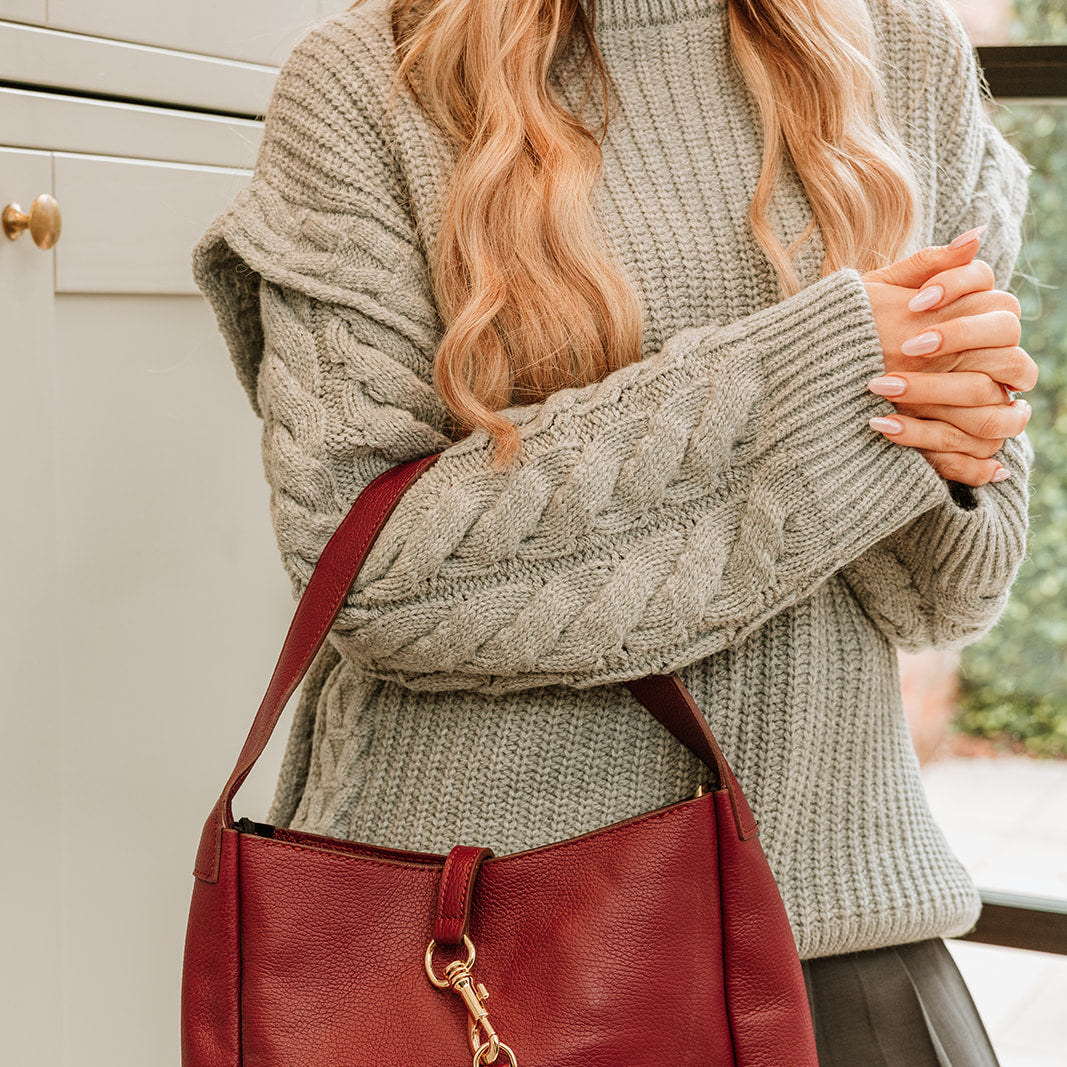 Anya Oversized Braided Sweater | Grey