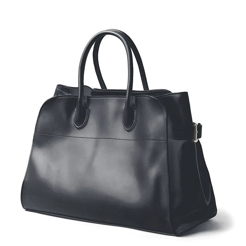 Margot Large Black Leather Tote. Black