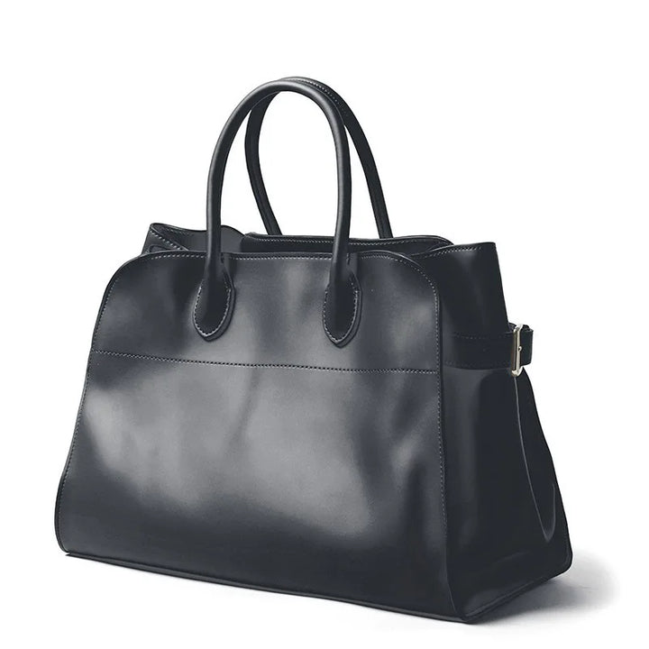 Margot Large Black Leather Tote. Black