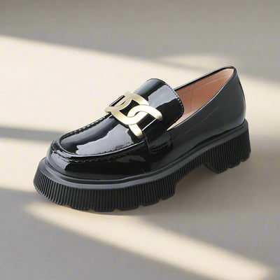 Elena Black Platform Loafers