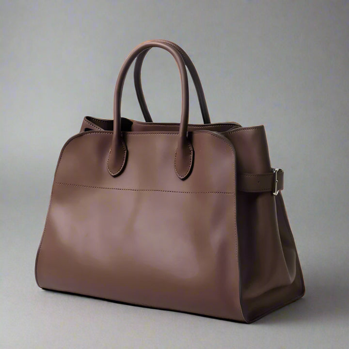 Margot Large Black Leather Tote. Coffee