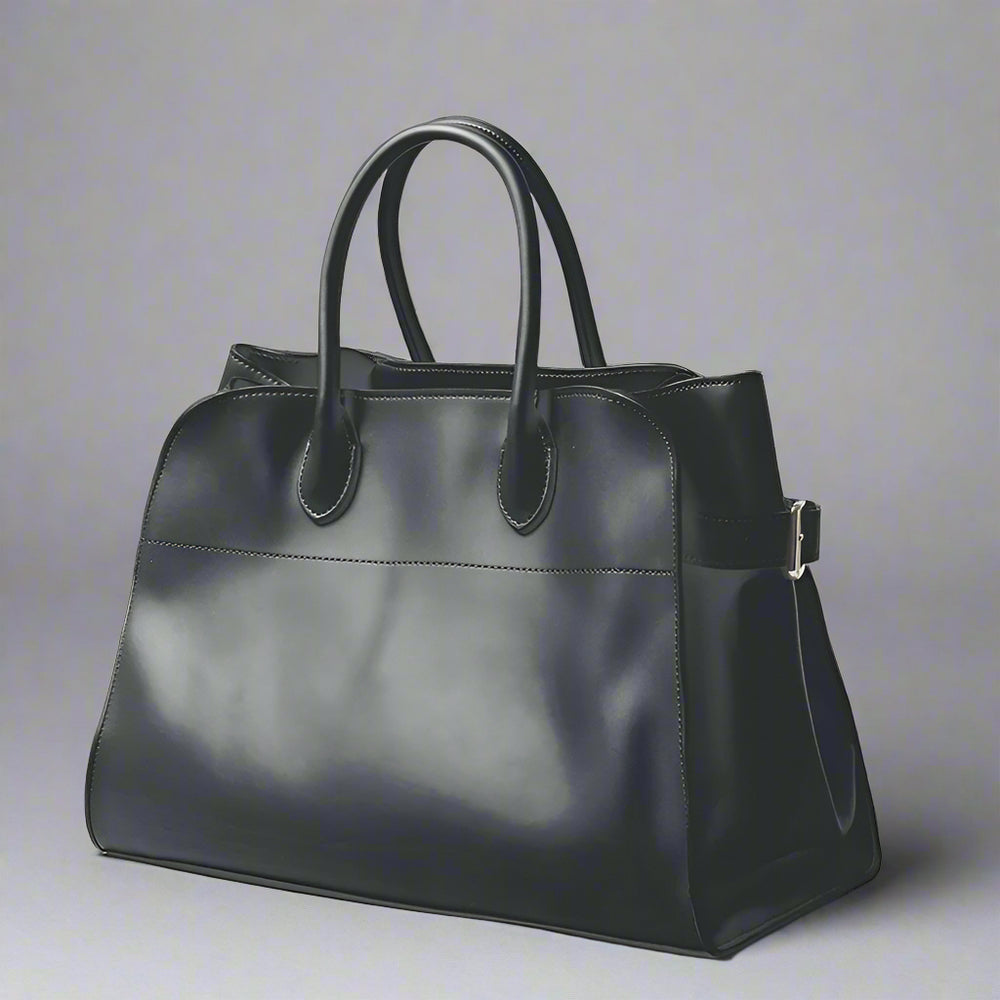 Margot Large Black Leather Tote. Black