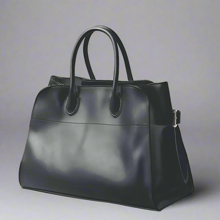 Margot Large Black Leather Tote. Black