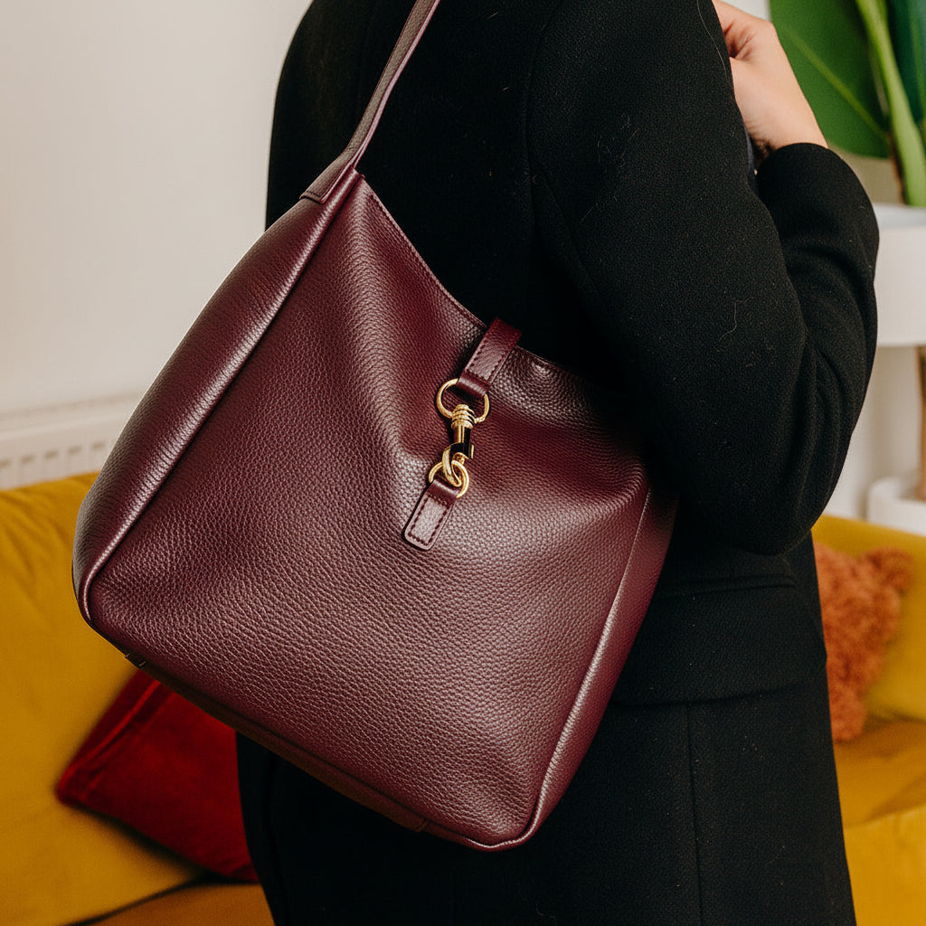 Hampstead Leather Hobo Bag | Burgundy