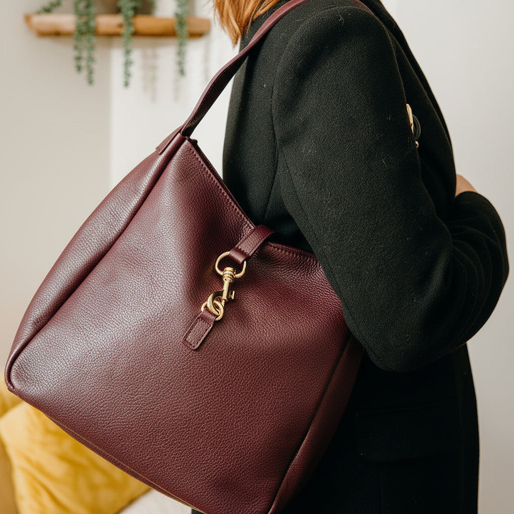 Hampstead Leather Hobo Bag | Burgundy