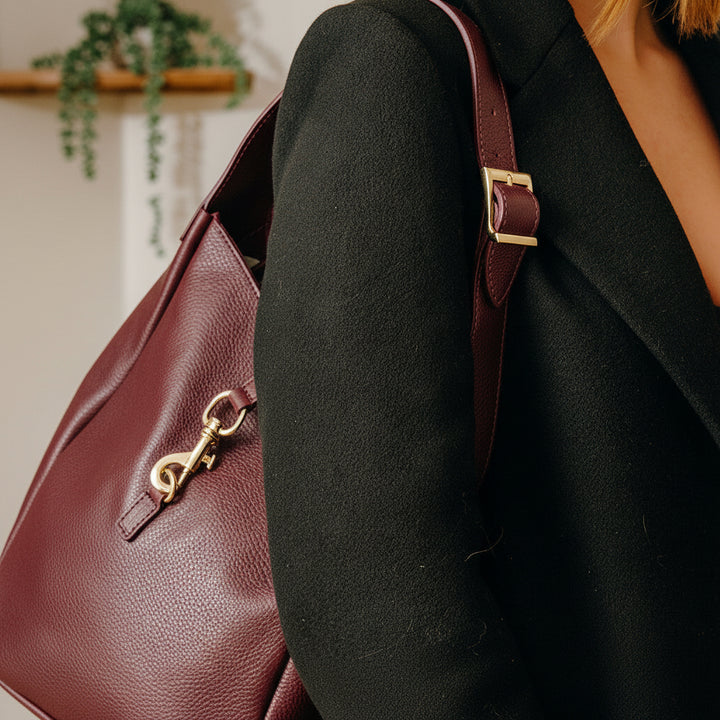 Hampstead Leather Hobo Bag | Burgundy